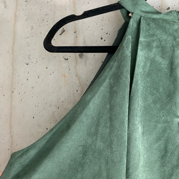 Olive Green Suede High Neck Top - Picture 7 of 7